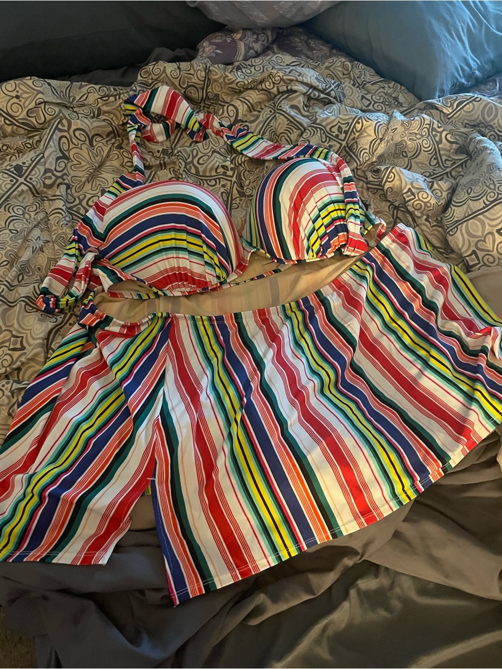 Plus sized Women’s Multicolor Striped One-Piece Swim Dress
